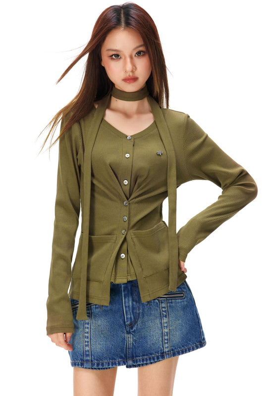 Fine Ribbed Knit Cardigan