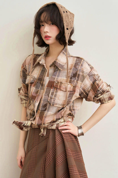 Hazelnut Latte Plaid Blouse