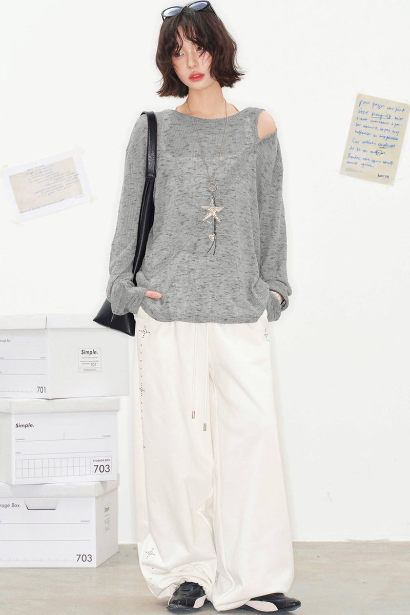 Mode Sheer Loose Off-shoulder Top