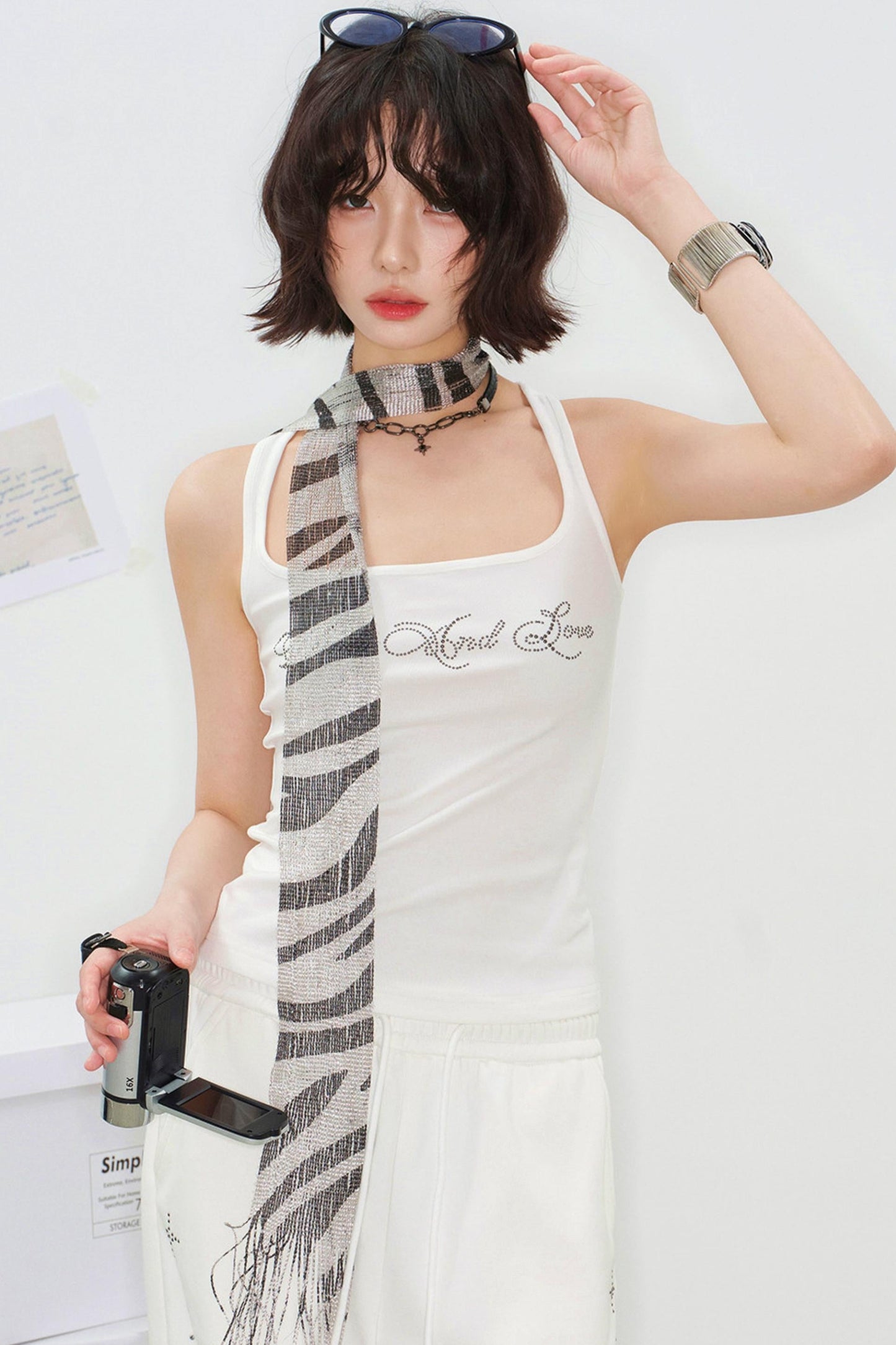Rhinestone Curved Hem Camisole