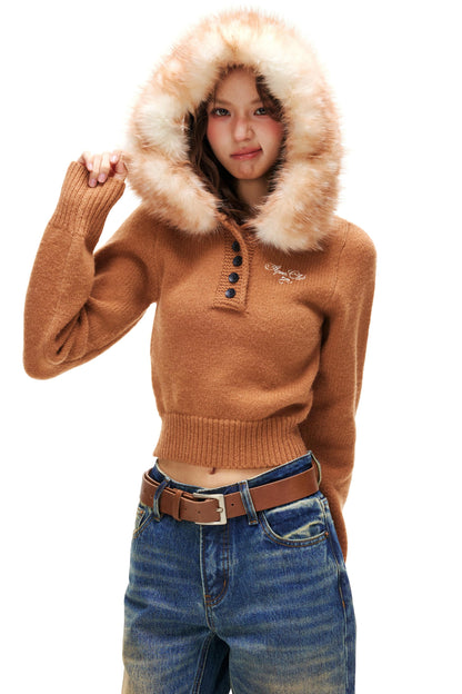 Y2k Volume Fur Hooded Top