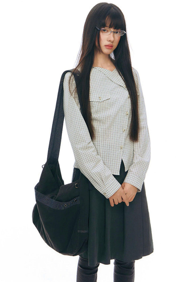 Y2k Small Checkered Shirt + Skirt