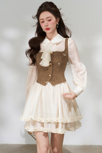 French Niche Faux Two Piece Dress