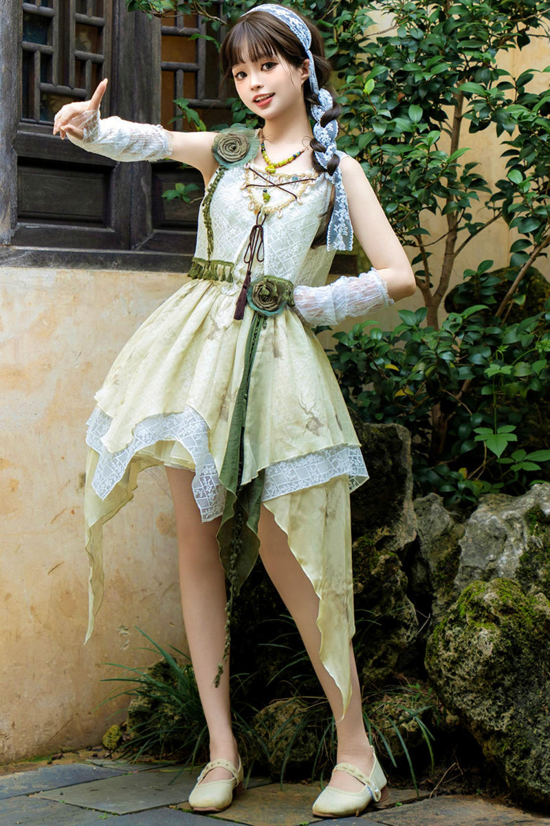 Sweet Resort Style Lolita Sand Dress Set