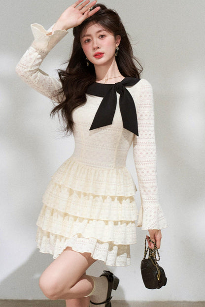 French Sweet Pure White Dress