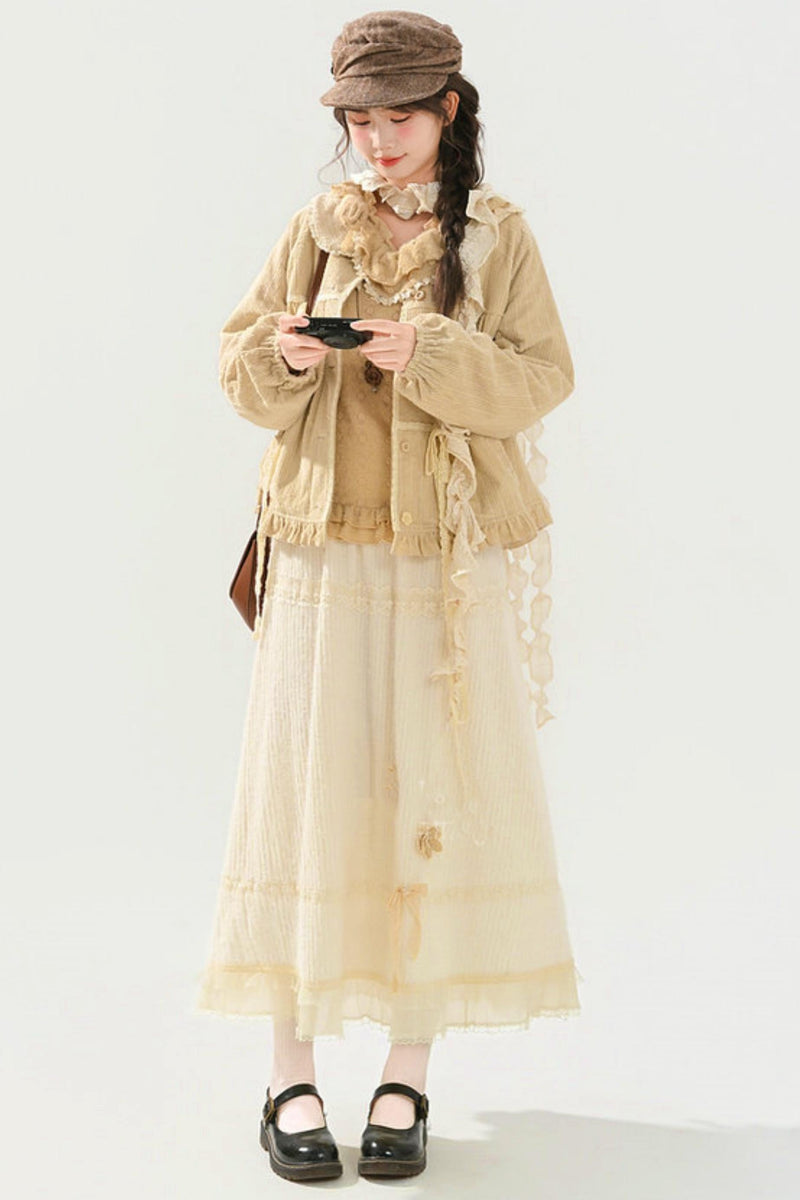 Mori Lace Trim Cotton Jacket + Skirt