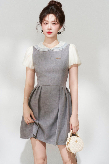 Gray Puff Sleeve Dress