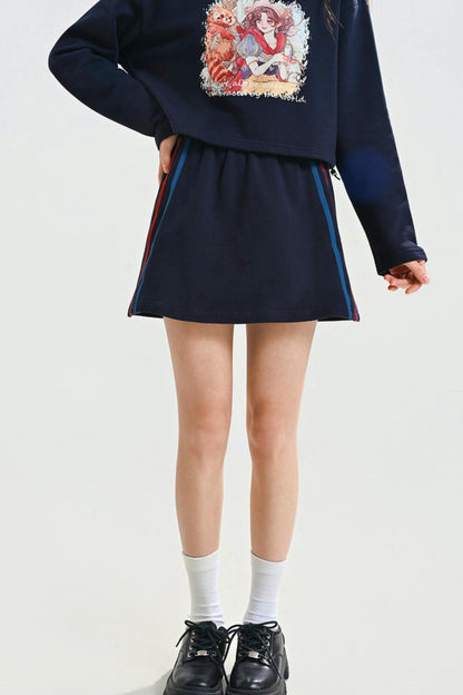 Retro Anime Girl Design Polo Top + Skirt