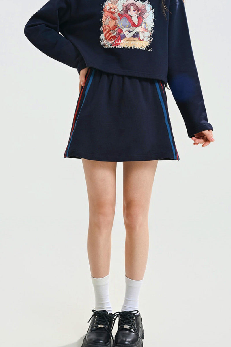 Retro Anime Girl Design Polo Top + Skirt