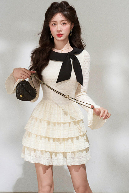 French Sweet Pure White Dress