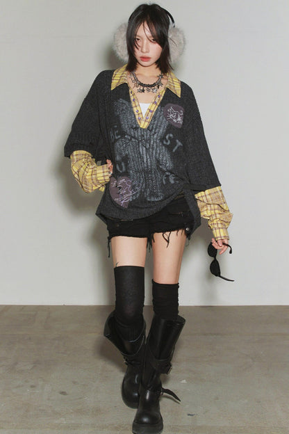 American Plaid Shirt Layered Top