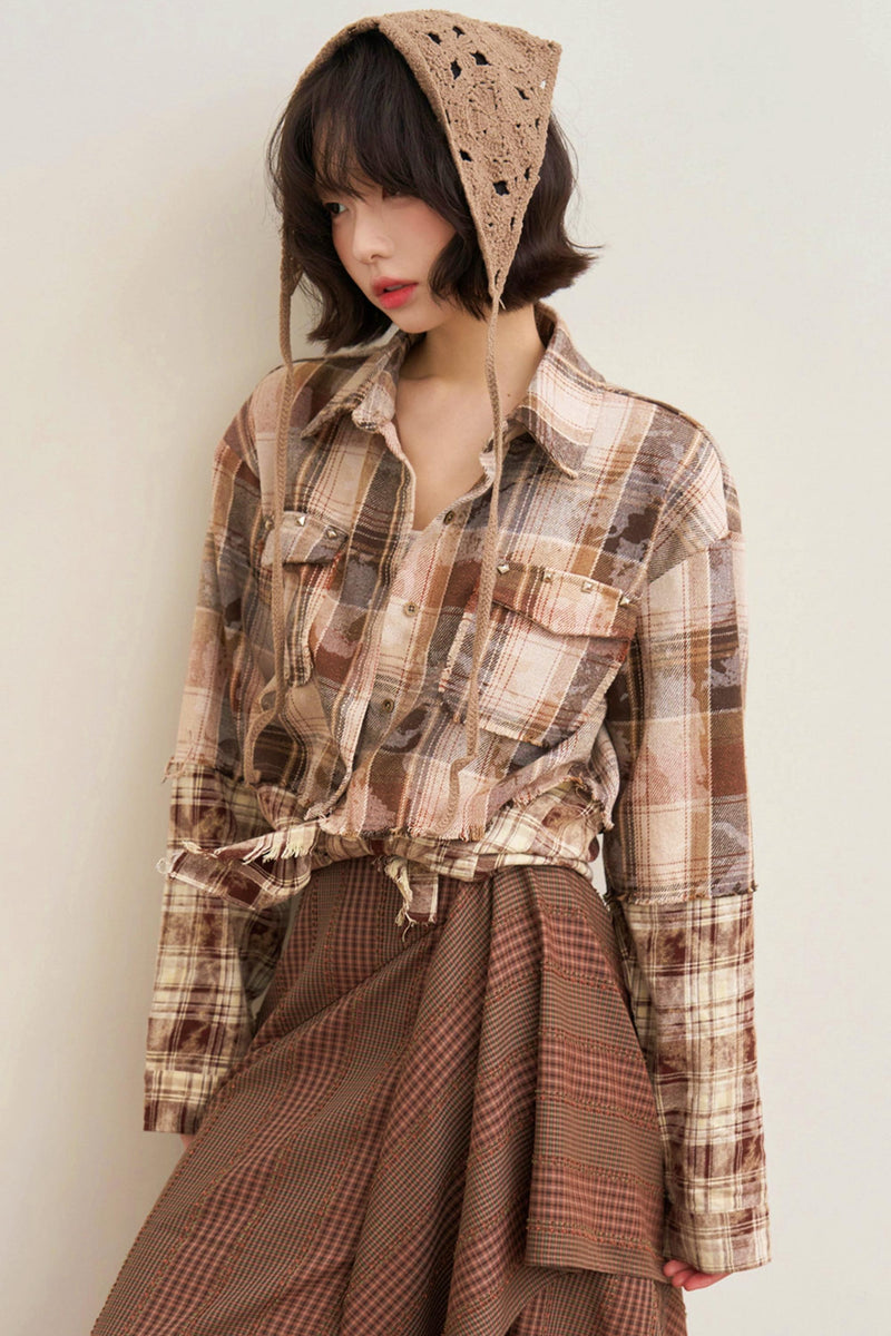 Hazelnut Latte Plaid Blouse