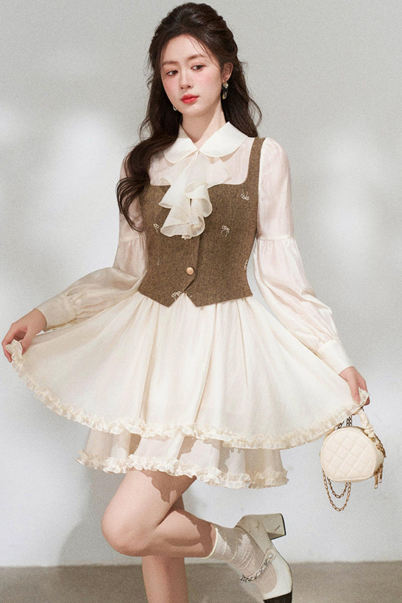 French Niche Faux Two Piece Dress