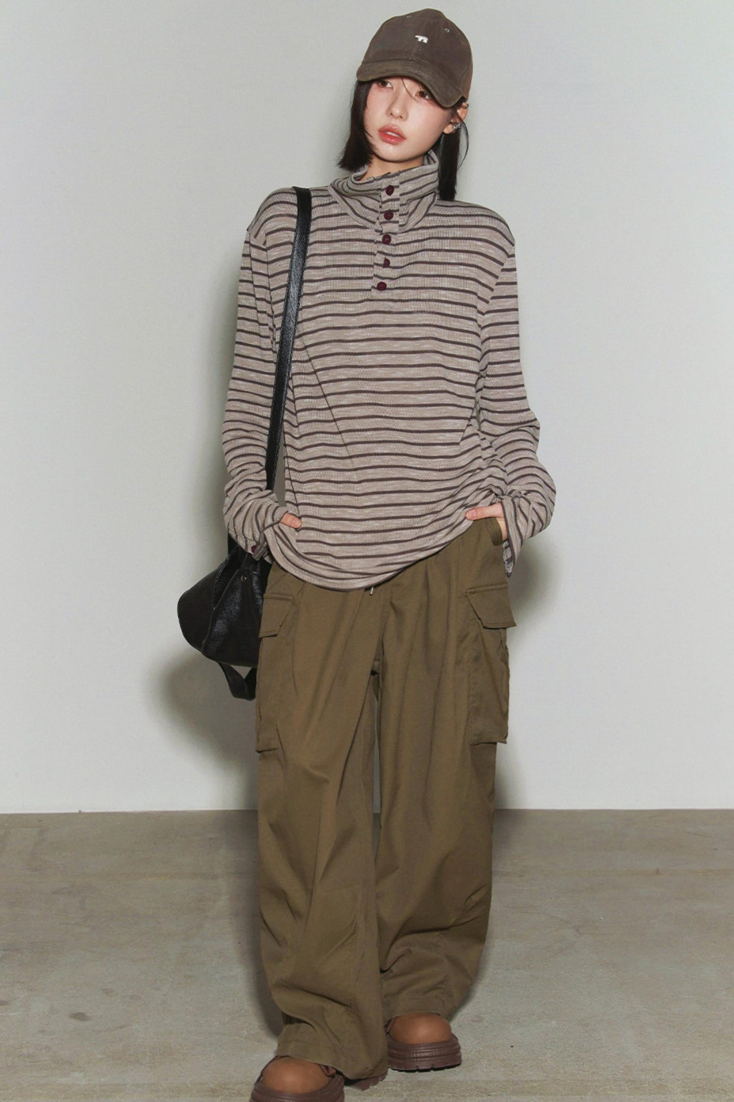 Striped High Neck Top
