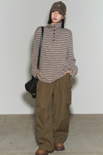 Striped High Neck Top