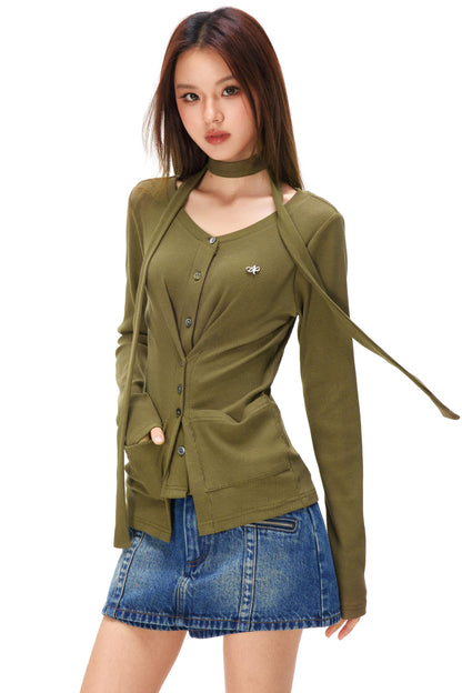 Fine Ribbed Knit Cardigan