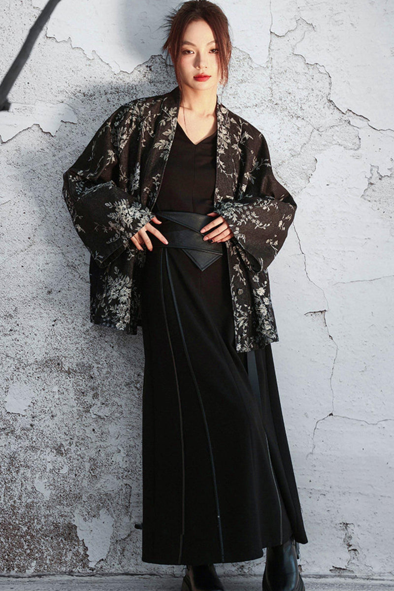 Knitted Leather Patchwork Dress