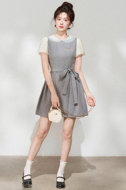 Gray Puff Sleeve Dress