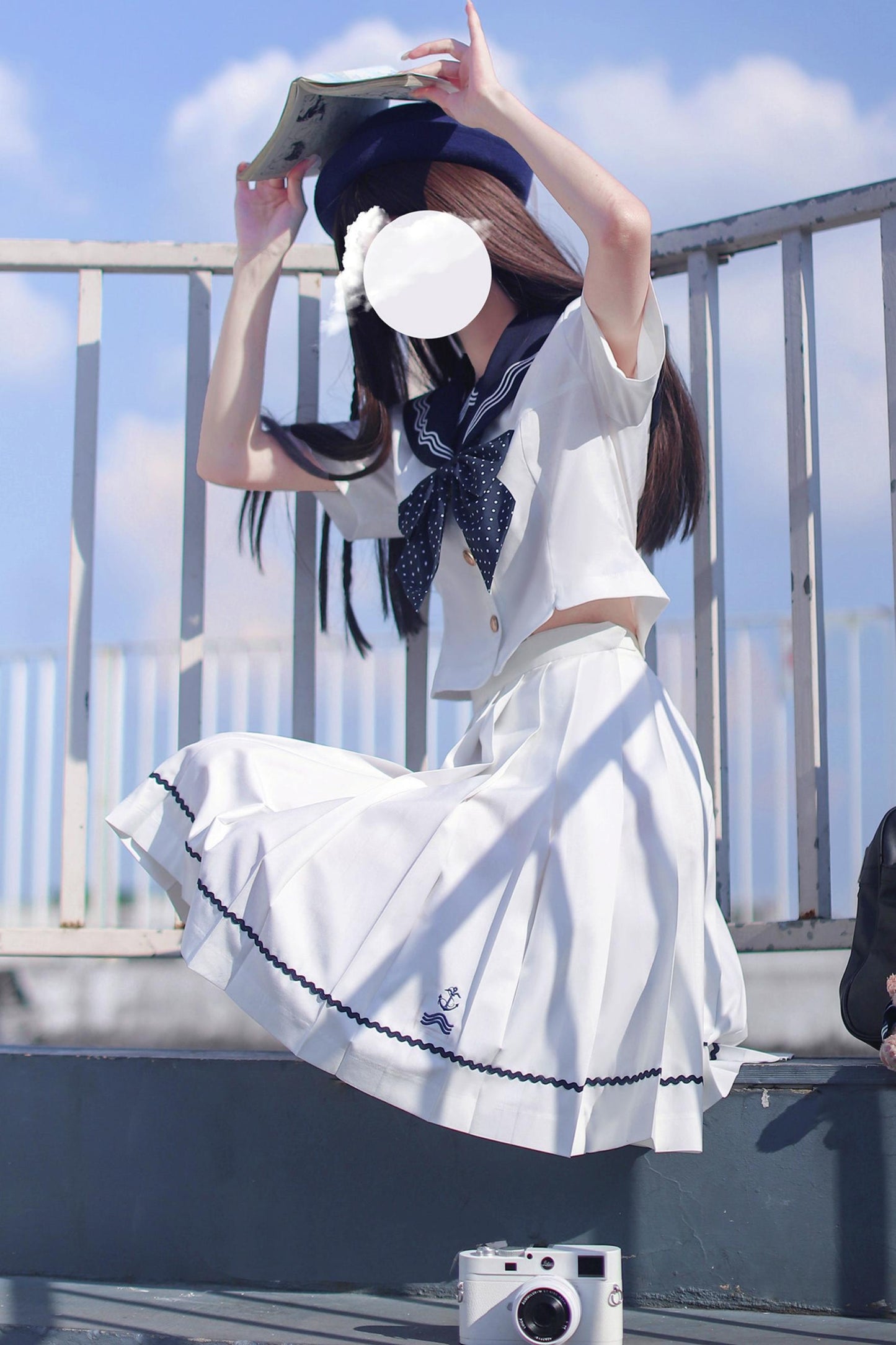 Summer Sea Sailor Top + Skirt + Ribbon Accessory