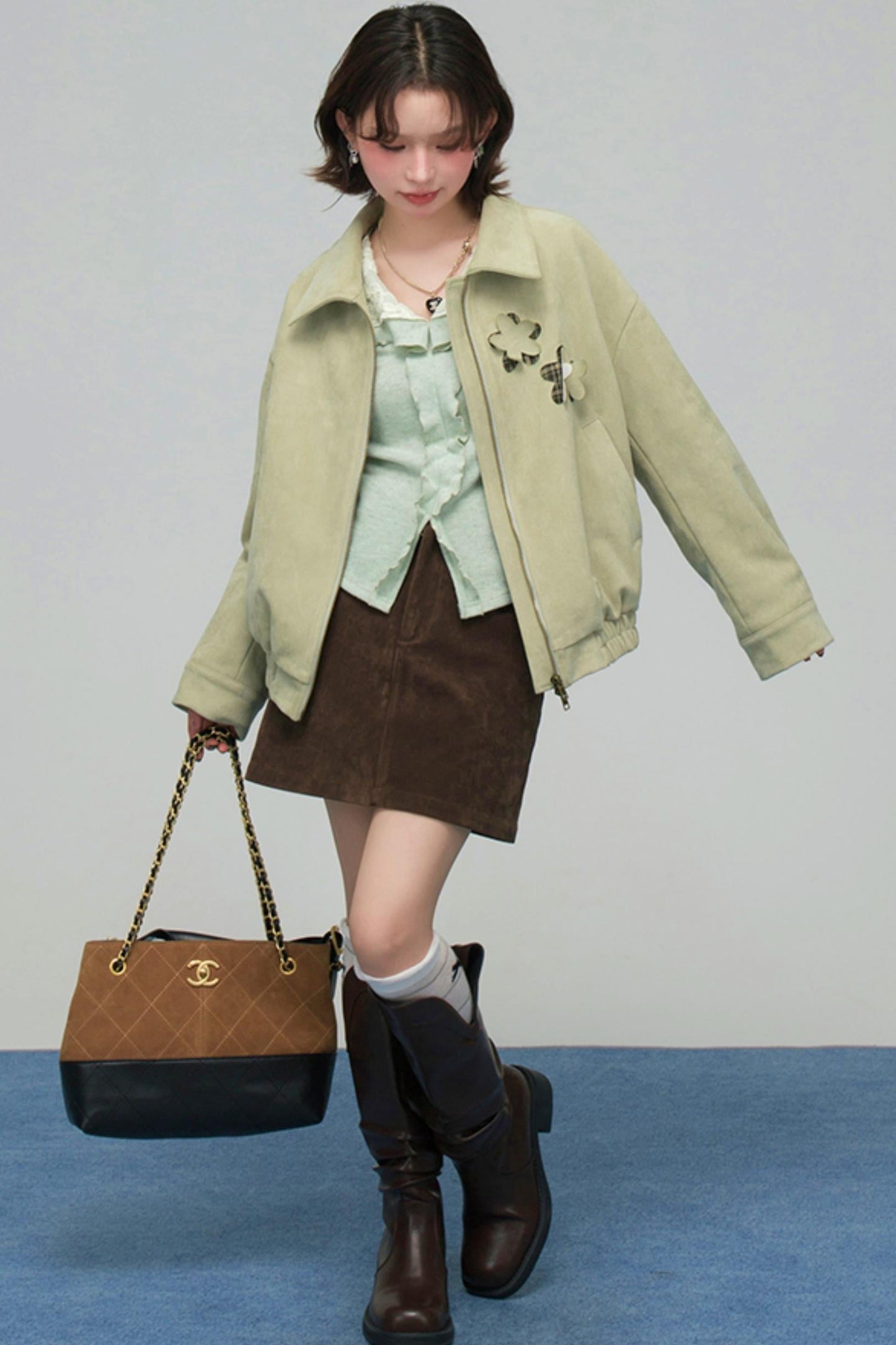 Retro Patchwork Jacket + Skirt