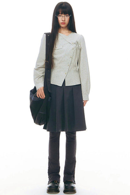 Y2k Small Checkered Shirt + Skirt