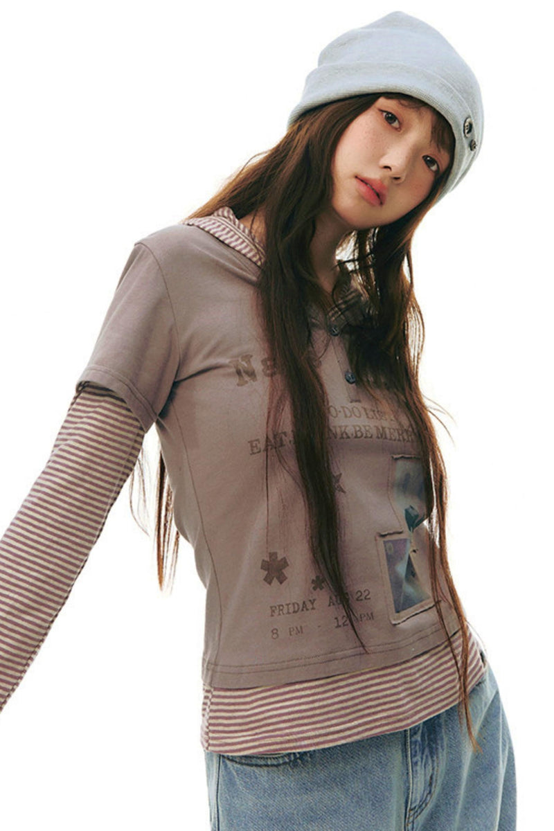 Striped Y2k Hoodie Top