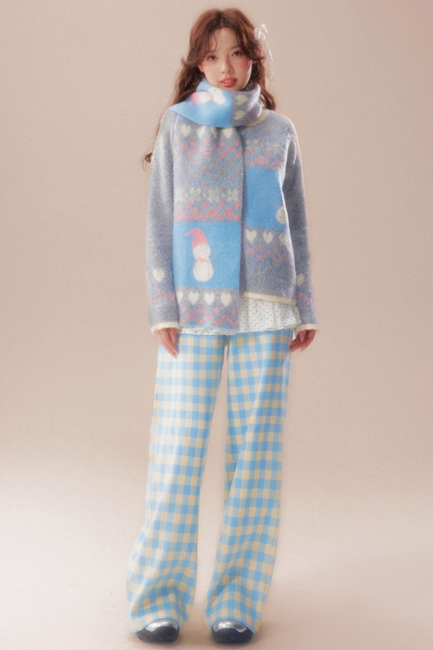 Sweet Fair Isle Sweater Cardigan + Scarf