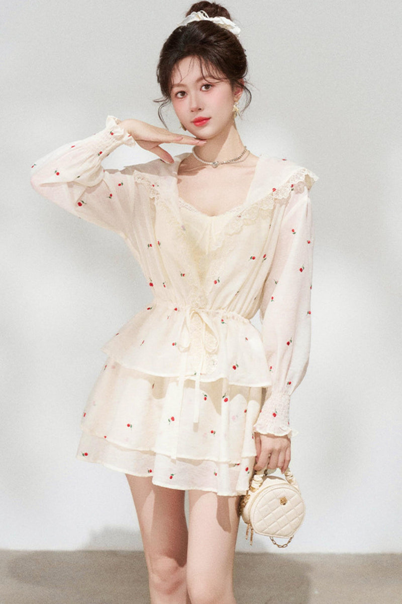 Lace Hooded Jacket + Top + Skirt