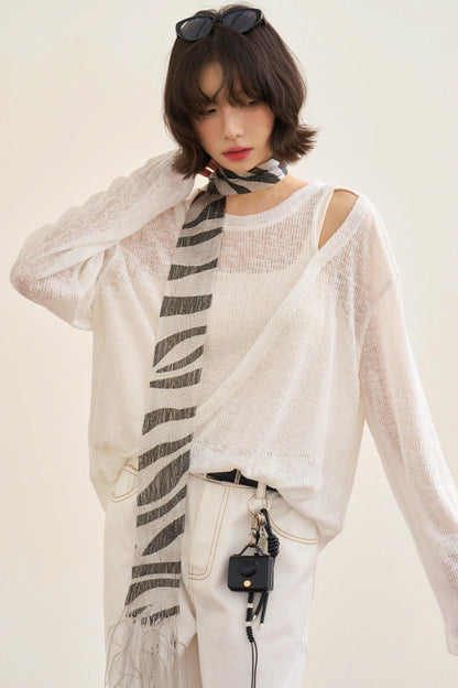 Mode Sheer Loose Off-shoulder Top