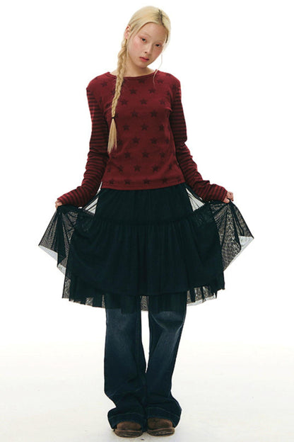 Star Striped Patchwork Top