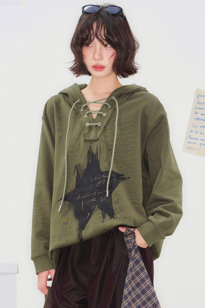 Mode Star Loose Hoodie Top