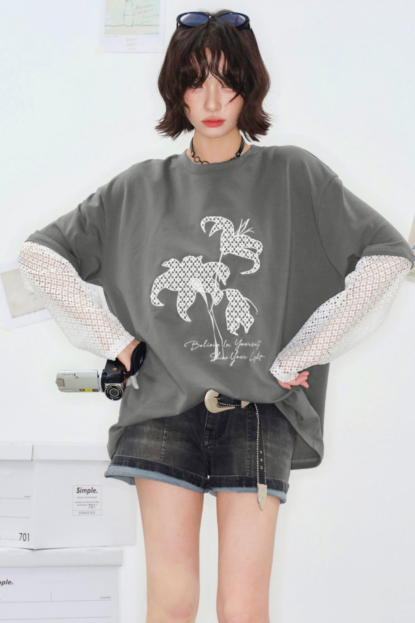 Shadow Weaving Lace Top