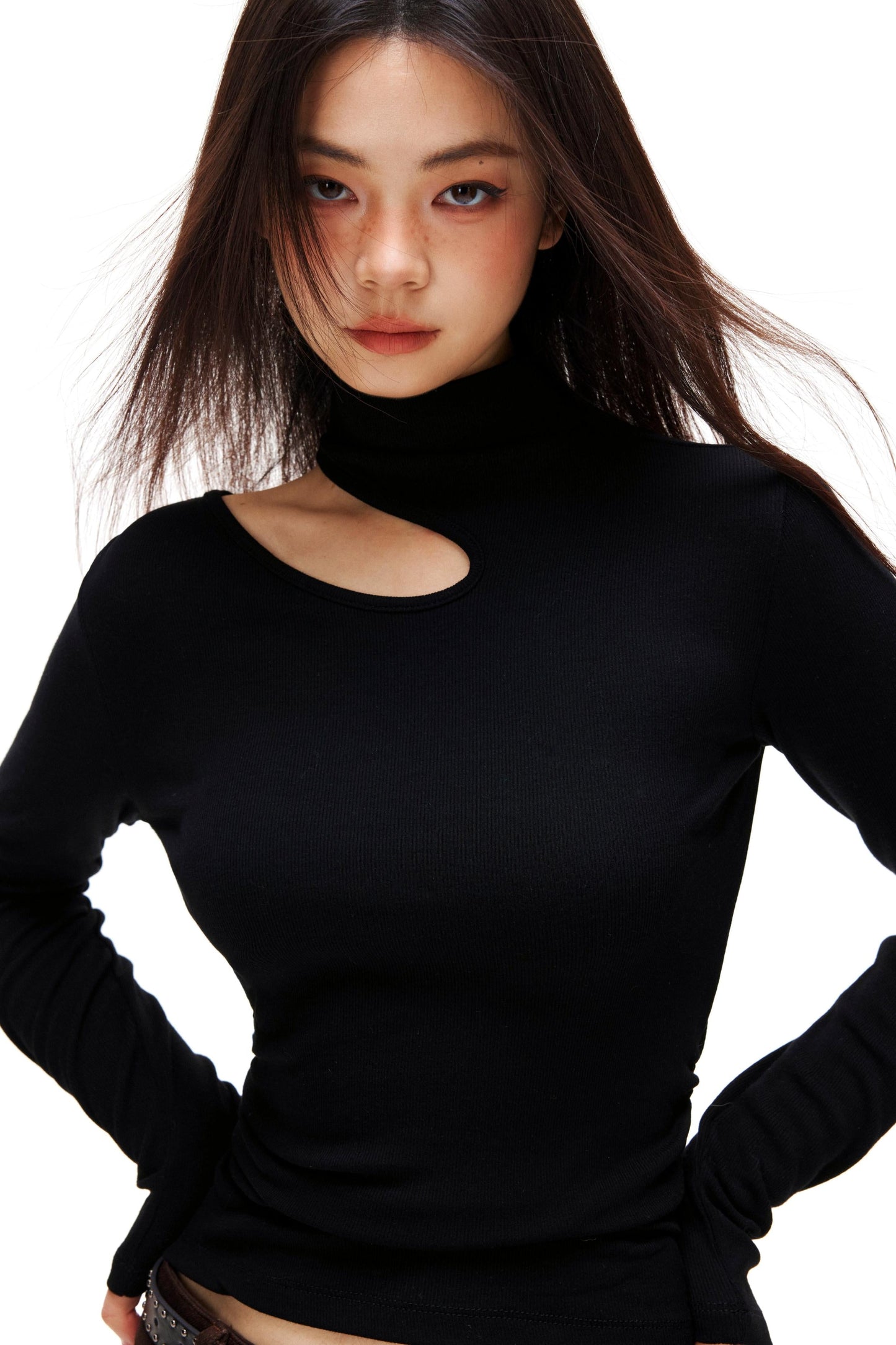 Cut Design Turtleneck Top