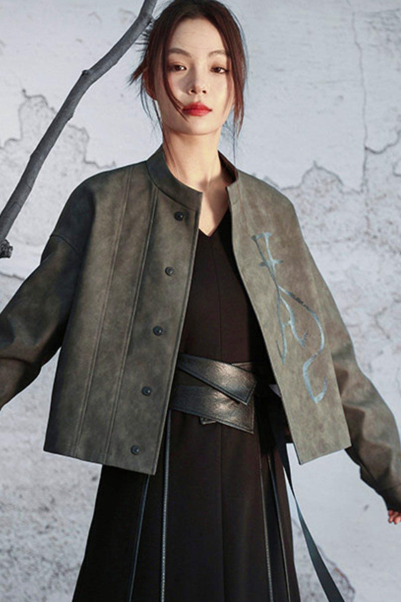 Knitted Leather Patchwork Dress