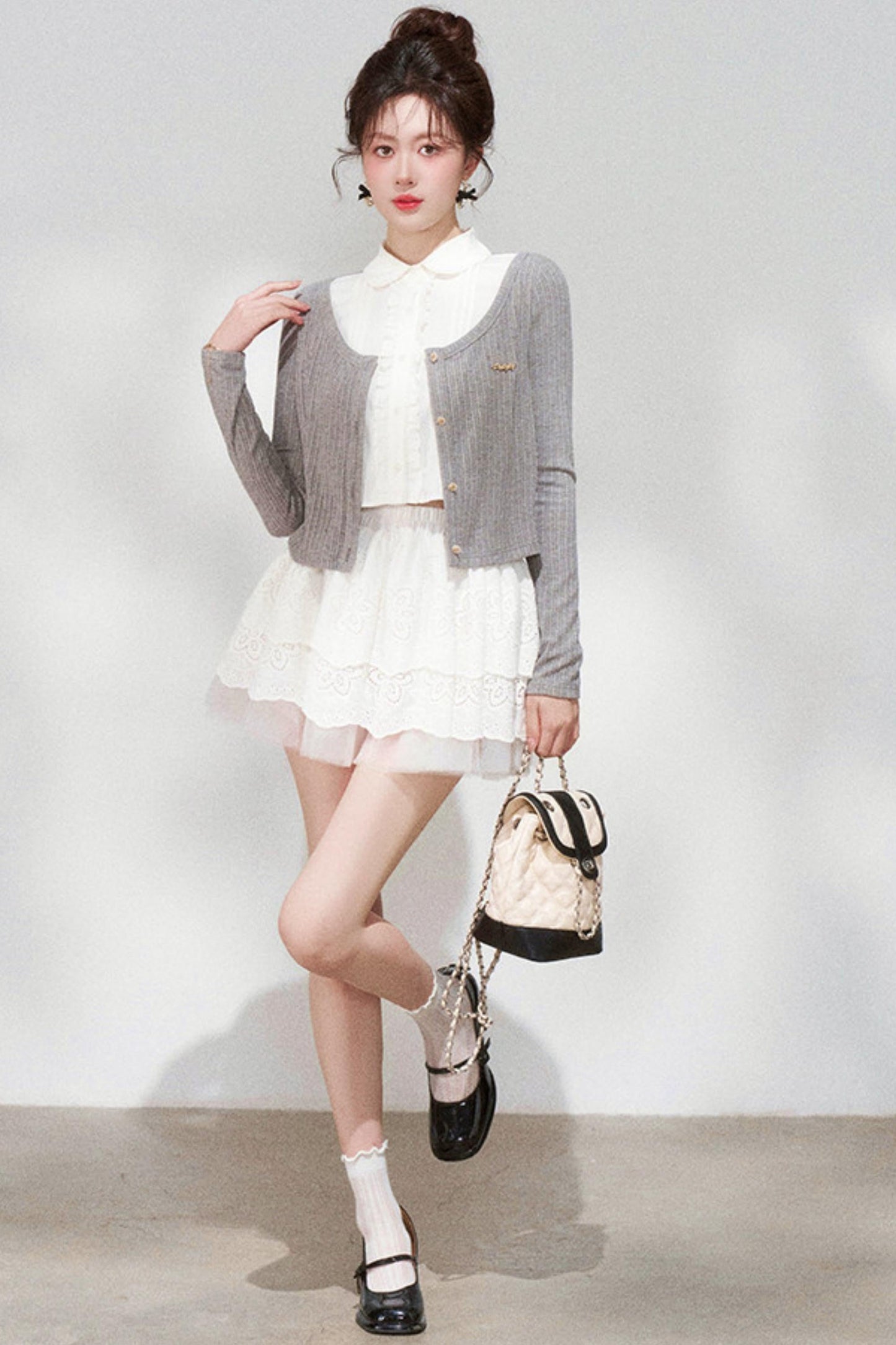 French Style Knit Cardigan + Skirt