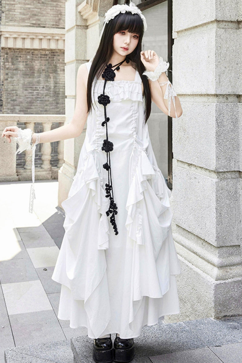Adjustable Strap Pocket Long Dress