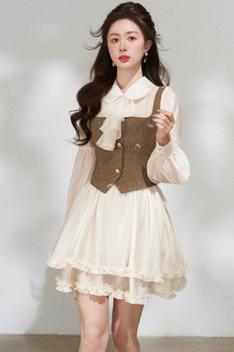 French Niche Faux Two Piece Dress