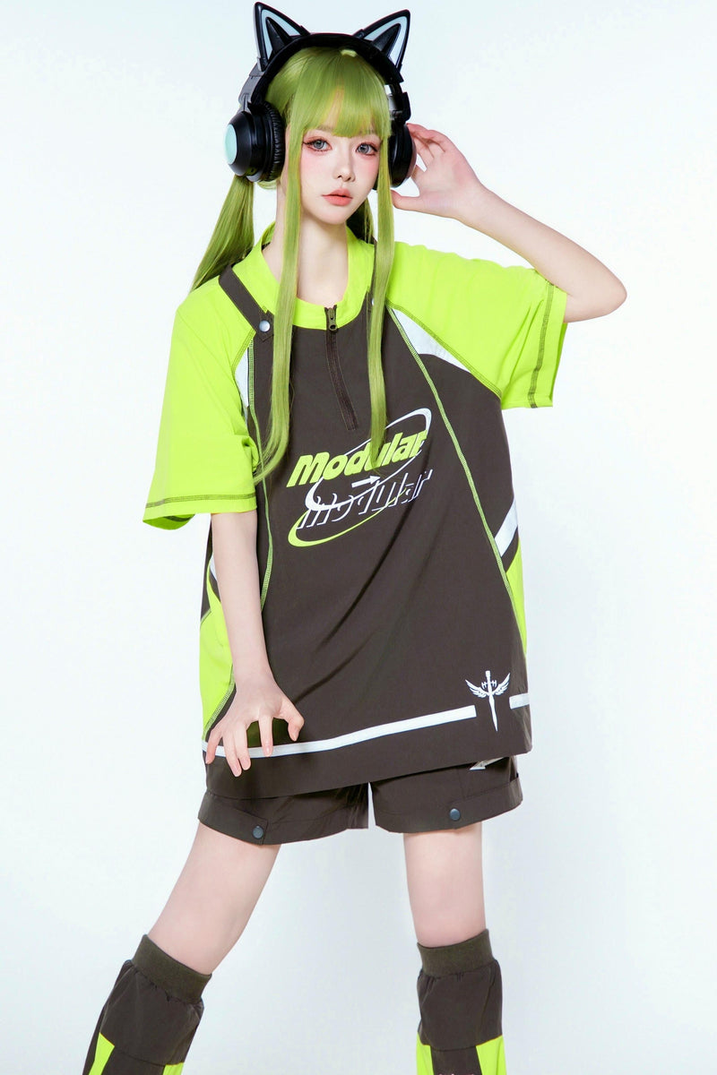Pre-order Item: Y2k Subculture Cyber T-shirt + Shorts + Leg Covers