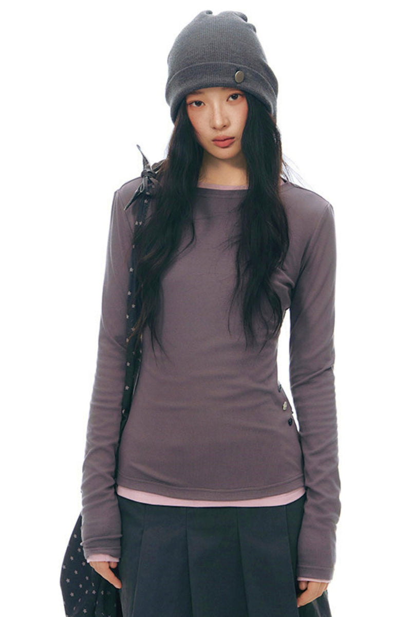 Y2k Button Layered Top
