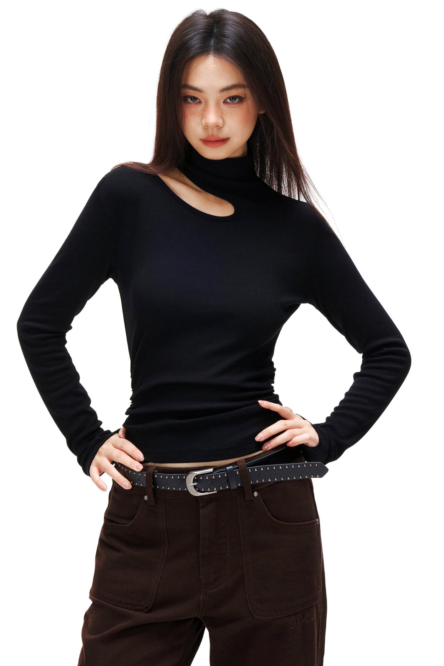 Cut Design Turtleneck Top