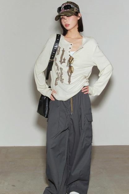 Lyocell Henley Collar Top