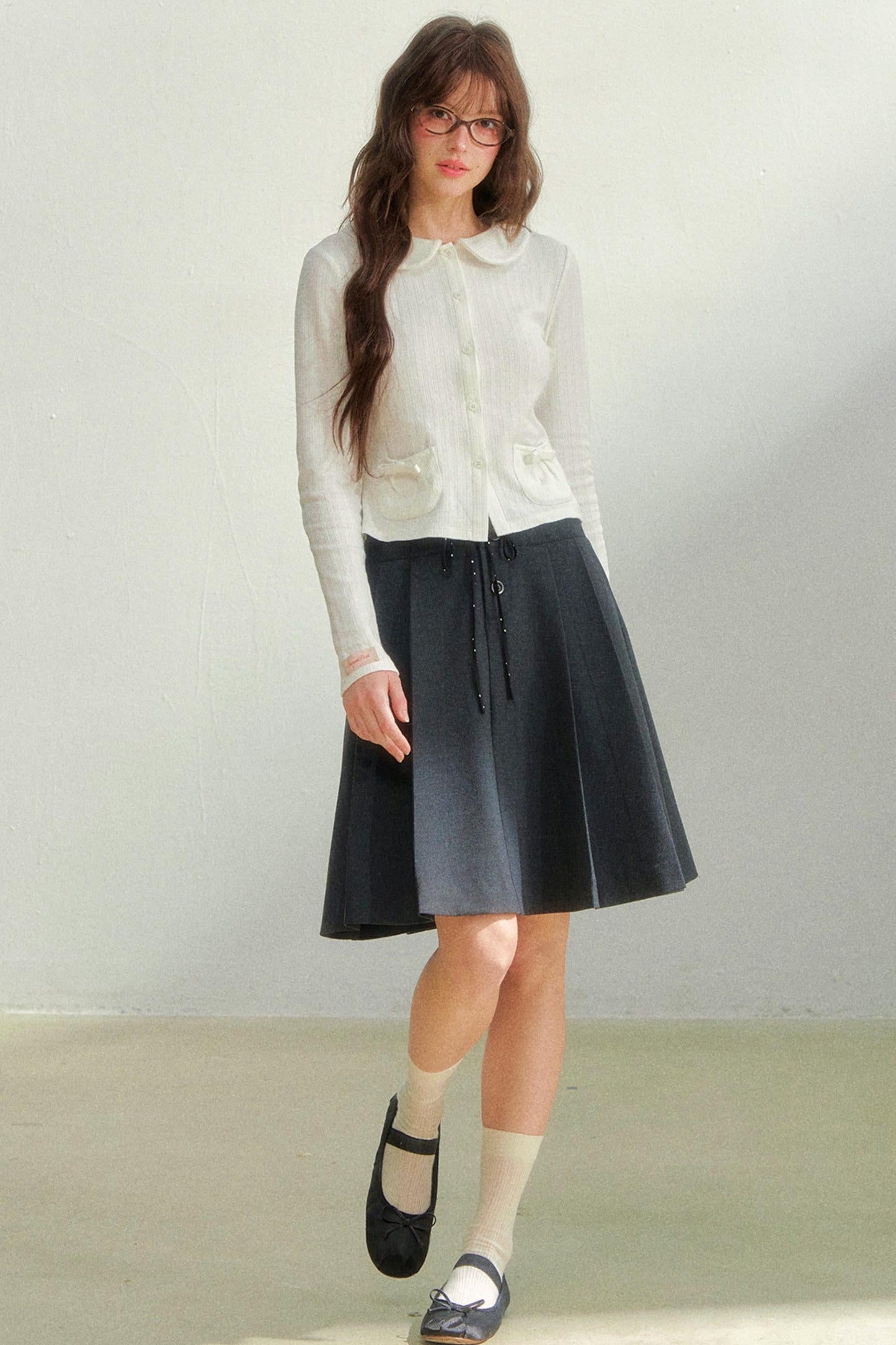 Printed Doll Collar Blouse + Pants