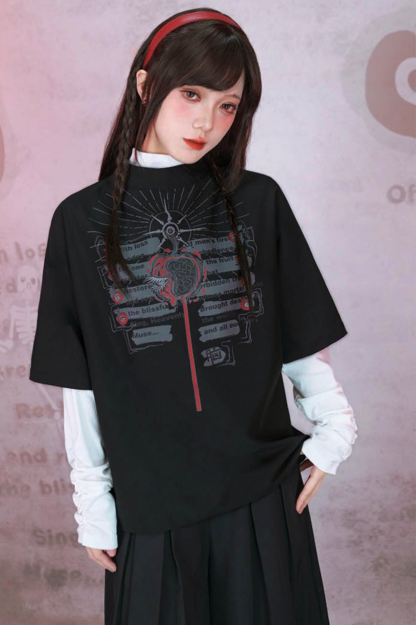 Bar Style Ruched High Neck Blouse