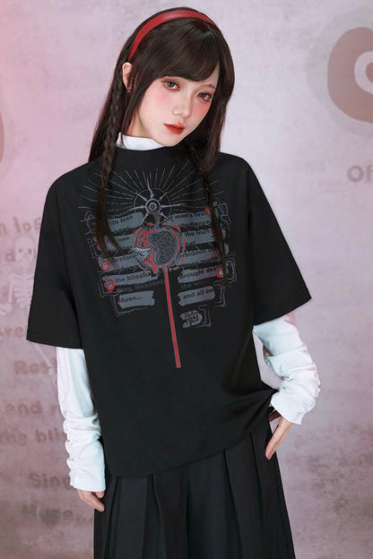 Bar Style Ruched High Neck Blouse