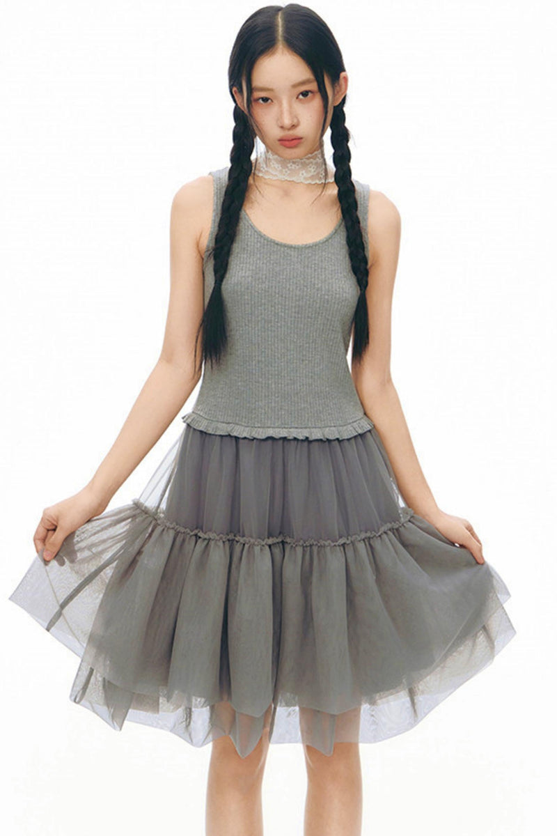 Y2k Tulle Vest Dress