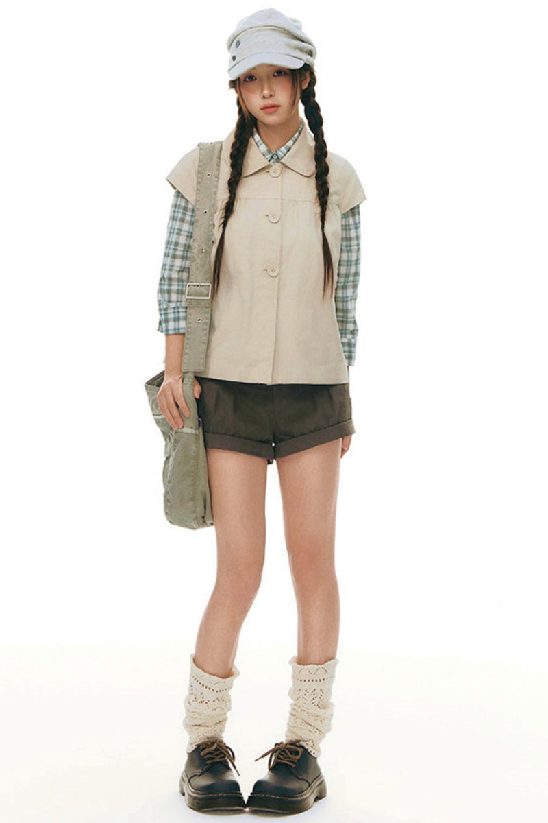 Doll Collar Flutter Sleeve Top
