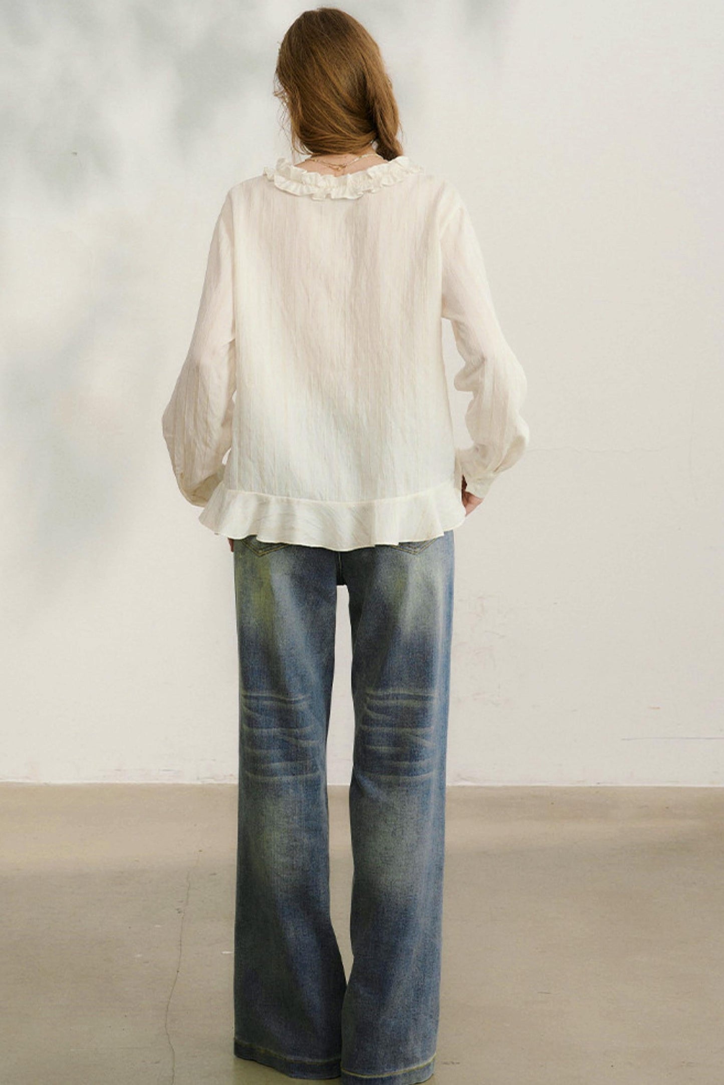 Striped Lace Sleeve Blouse