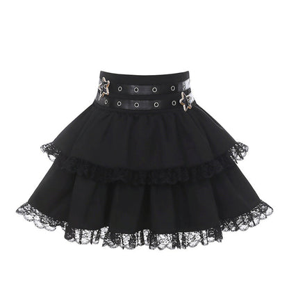 Lace-up Dark Kawaii T-shirt + Skirt + Bag + Hair Accessories