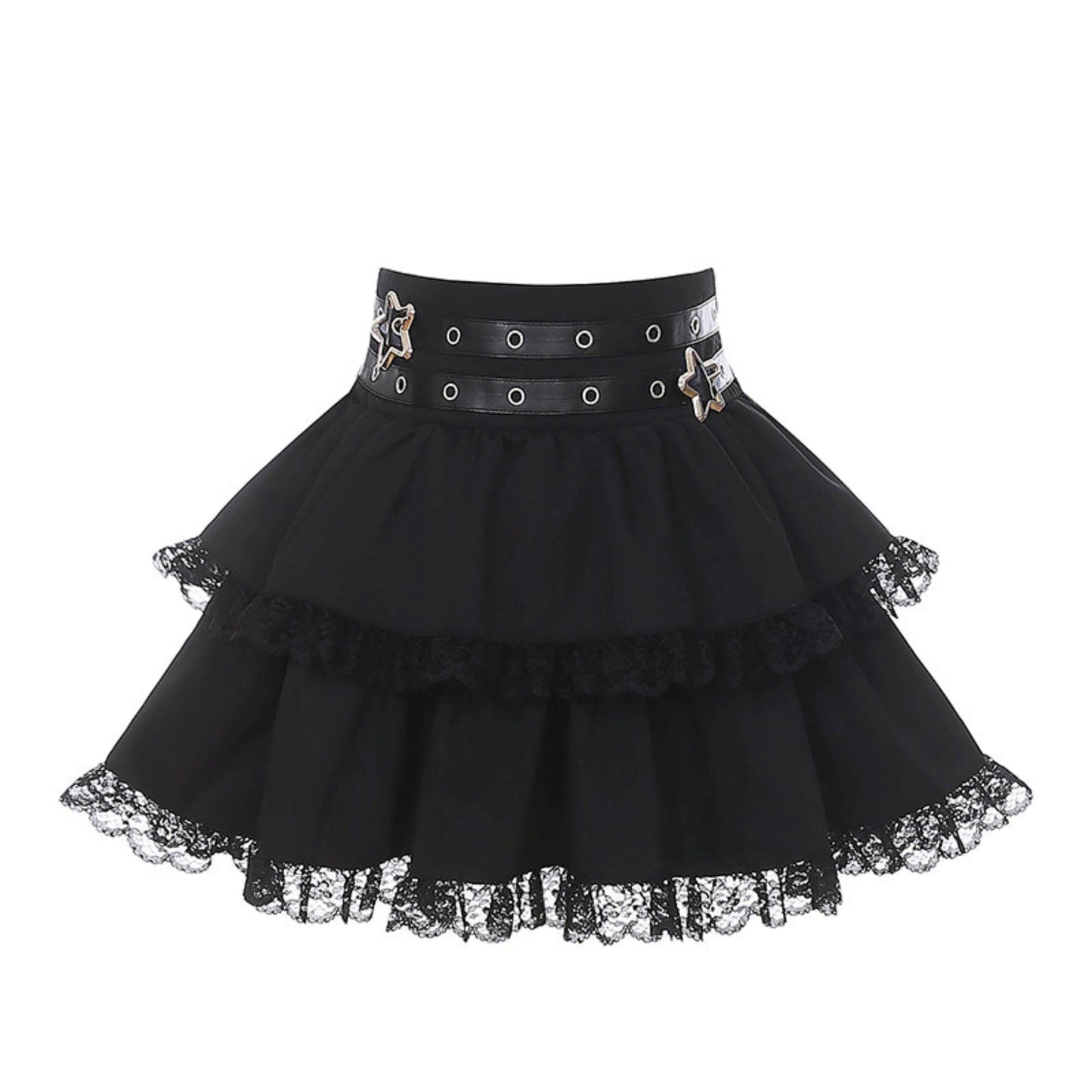 Lace-up Dark Kawaii T-shirt + Skirt + Bag + Hair Accessories