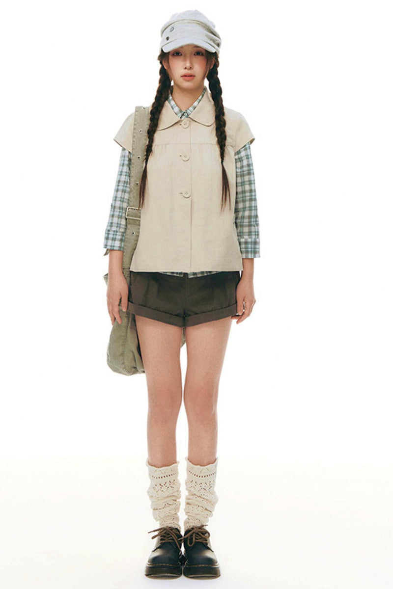 Doll Collar Flutter Sleeve Top